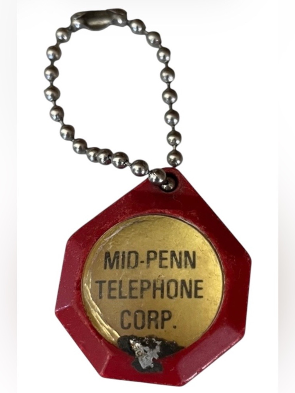 Vintage Mid Penn Telephone Corp Compass Keychain.
